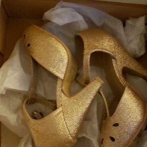 Gold glitter heels